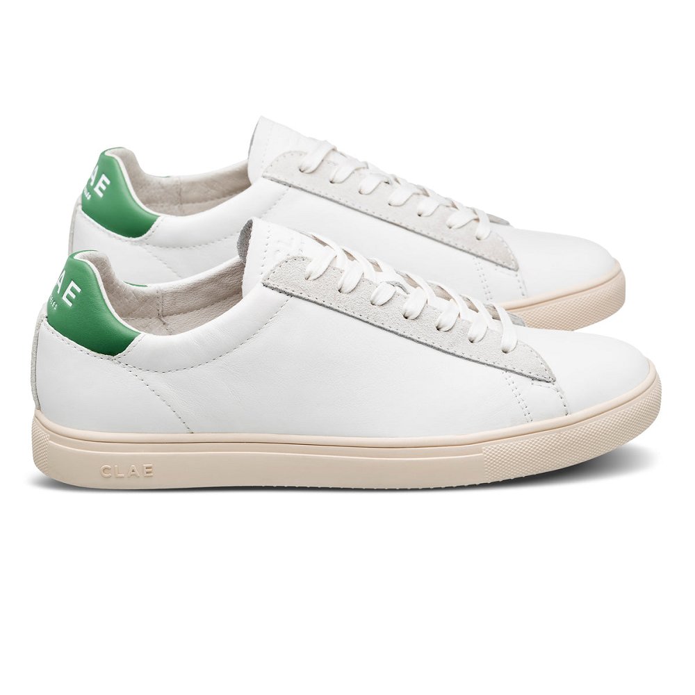 CLAE BRADLEY CALIFORNIA Shoes Mens USA142-E86 In White Leather Loden Green